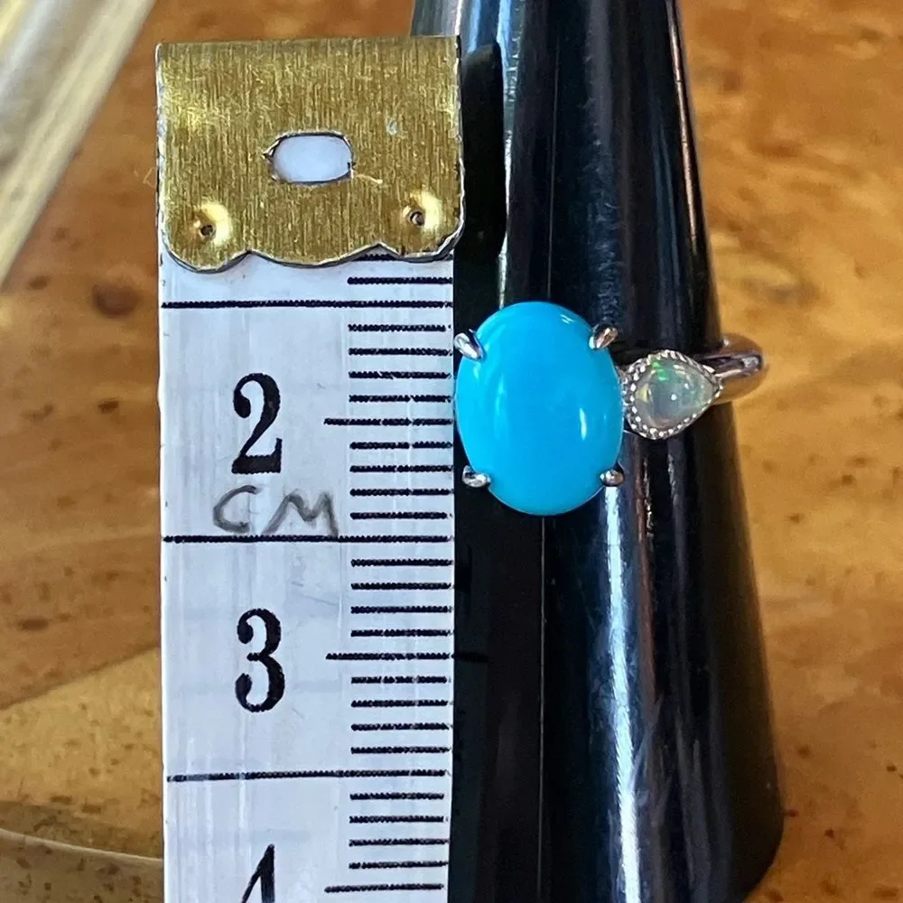 Sleeping Beauty Turquoise Ethiopian Opal Sterling Silver Ring Size 8